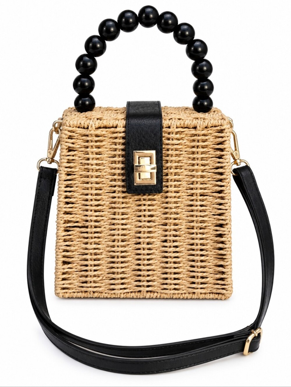 Handwoven Straw 2-Way Bag